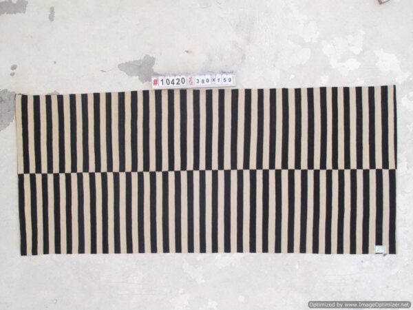 Chic Black and White Striped Flatweave Wool Runner for Entryways and Foyers - Image 7