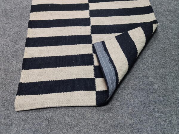 Chic Black and White Striped Flatweave Wool Runner for Entryways and Foyers - Image 9