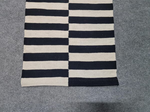 Chic Black and White Striped Flatweave Wool Runner for Entryways and Foyers - Image 10