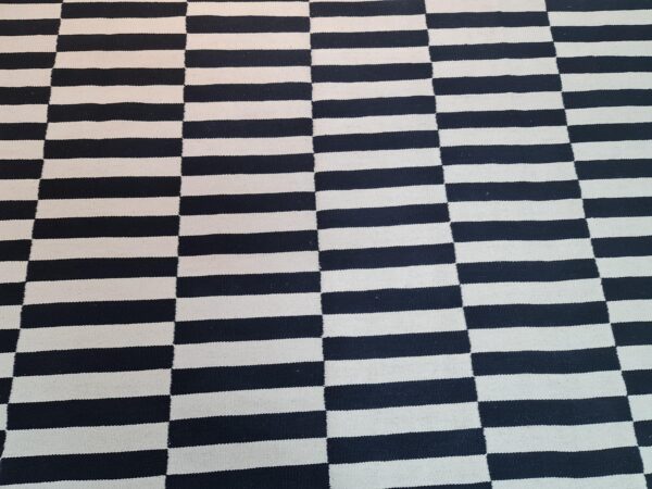 Black and White Striped Flatweave Wool Rug for High-Traffic Spaces - Image 6