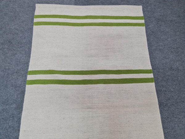 Versatile Green and White Striped Flatweave Wool Rug for Any Living Space - Image 5