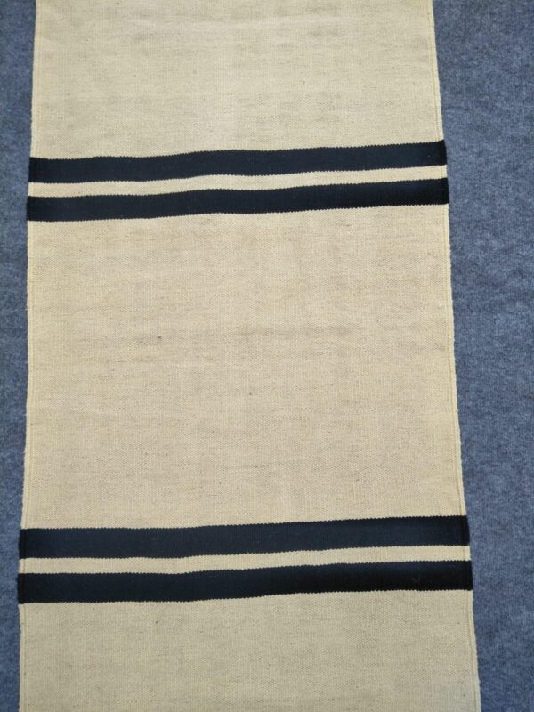 Black and Beige Striped Flatweave Wool Runner for Hallways - Image 2