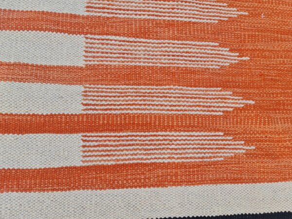 Orange, Black, and Multicolor Striped Flatweave Wool Runner - Image 7