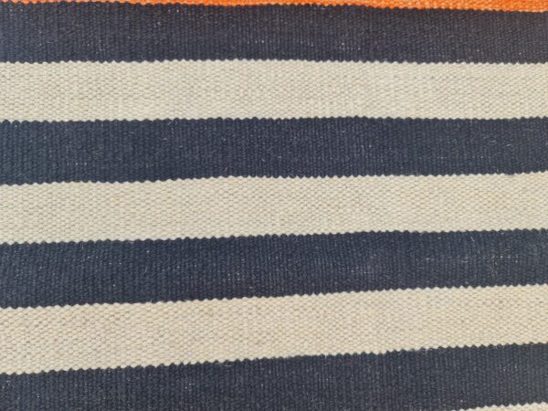 Orange, Black, and Multicolor Striped Flatweave Wool Runner - Image 7