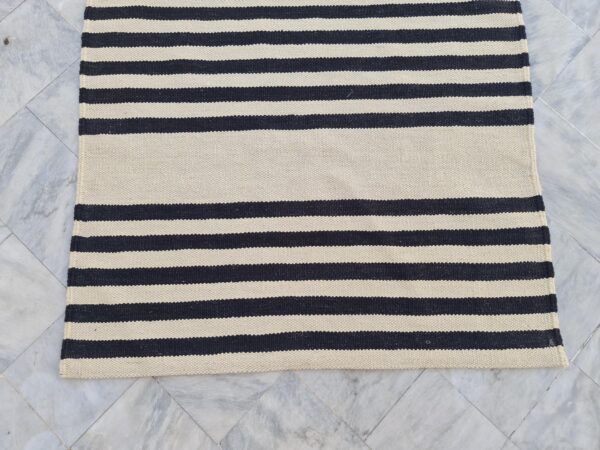 Black and White Striped Flatweave Wool Runner - Image 4