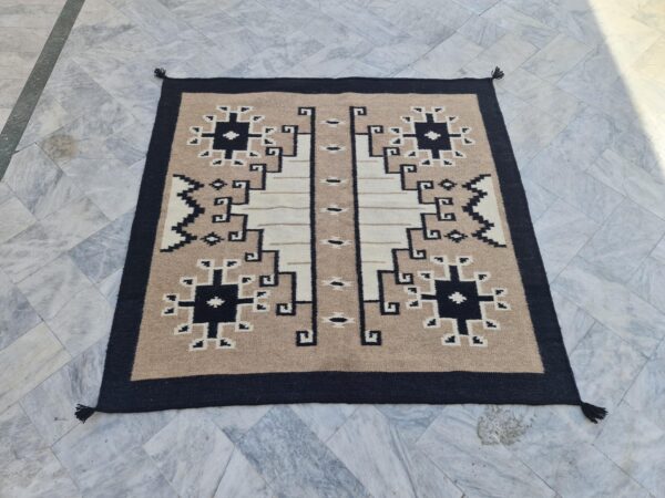 Brown, Black, and Multicolor Navajo Flatweave Wool Rug - Image 2