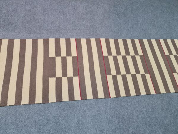 Bold Red and White Striped Flatweave Wool Rug for a Vibrant Pop of Color - Image 7