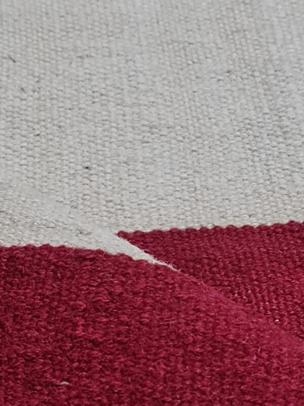 Red and White Striped Flatweave Wool Rug - Image 9