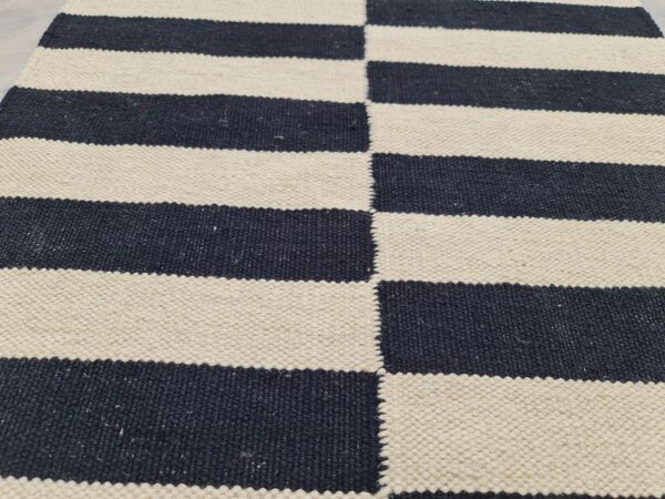 Chic Black and White Striped Flatweave Wool Runner for Entryways and Foyers - Image 6