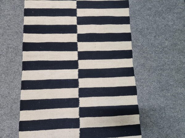 Chic Black and White Striped Flatweave Wool Runner for Entryways and Foyers - Image 8