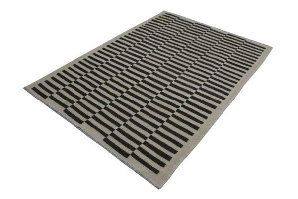 Black and White Striped Flatweave Wool Rug for High-Traffic Spaces - Image 4