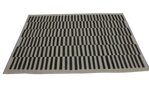 Black and White Striped Flatweave Wool Rug for High-Traffic Spaces - Image 10