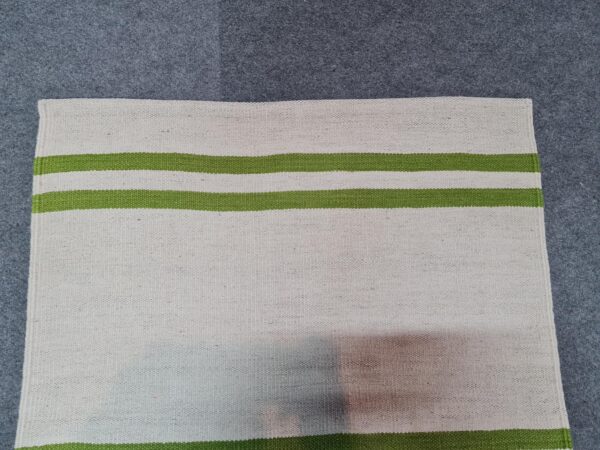 Versatile Green and White Striped Flatweave Wool Rug for Any Living Space - Image 4