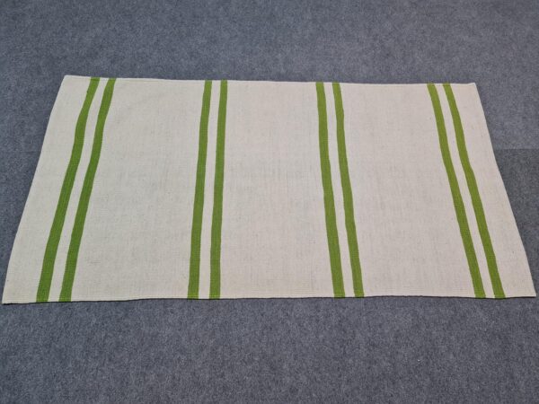 Versatile Green and White Striped Flatweave Wool Rug for Any Living Space - Image 3