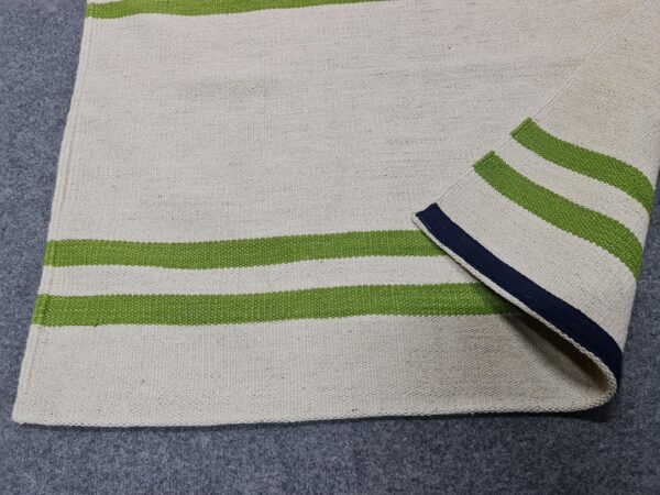 Versatile Green and White Striped Flatweave Wool Rug for Any Living Space - Image 7